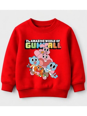 Efendioğlu Design Sweatshirt Gumball The Amazing World Of Baskılı Pamuklu Çocuk Sweatshirt