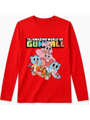 Efendioğlu Design Uzun Kollu Gumball The Amazing World Of Baskılı Pamuklu Çocuk T-Shirt