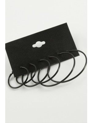 Zero Land Storozde Ince Boru Metal Halka Küpe 6 Adet-Siyah