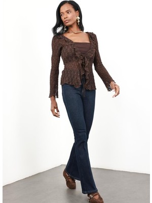 5in1Canpolat Rins Yıkamalı Full Likra Toparlayan Flare Jean 7578