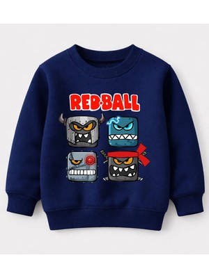Efendioğlu Design Sweatshirt Red Ball Baskılı Pamuklu 3 Iplik Şardonsuz Sweatshirt