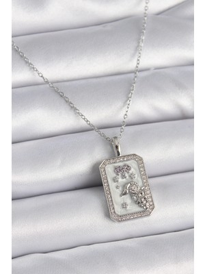 Eco Lounge 316L Çelik Gümüş Renk Zincir Koç Burcu Zirkon Taşlı Kadın Kolye