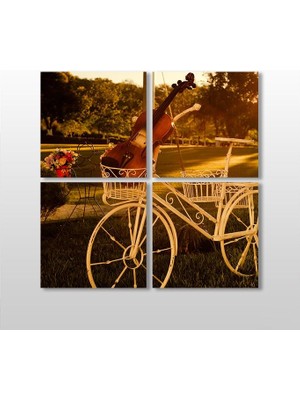 Technopa Bisiklet Ve Keman Kanvas Tablo - 100x100cm