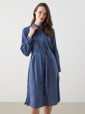 Lc Waikiki Yeni Sezon Çizgili Poplin Kadın Gömlek Elbise