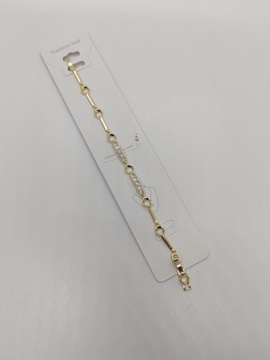 Cadde Dükkanı Taşlı Gold Renk Ince Yuvarlak Şeklli Çelik Bileklik