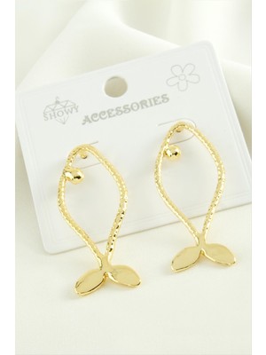 Zero Land Storozde Balık Trend Metal Küpe-Sarı