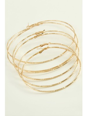 Zero Land Storozde Noktalı Metal Halka Küpe 6 Adet-Sarı