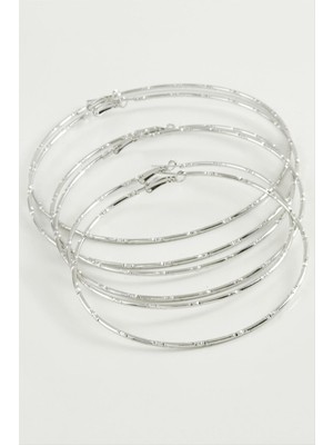 Zero Land Storozde Noktalı Metal Halka Küpe 6 Adet-Gümüş Rengi