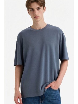 Defacto Erkek T-Shirt F9561AX/IN269 Indıgo