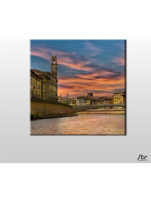 Technopa Saatli Kule Kanvas Tablo - 150x150cm