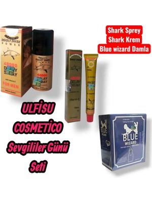 ULFİSU COSMETİCO Deadly Shark Geçıktırıçi Sprey 40 ml - Deadly Shark Krem Blue Wizard Kadın Azdirićì Damla Hediyeli 3lü Set