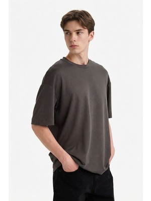 Defacto Erkek T-Shirt F9561AX/AR212 Antracıte