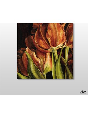 Technopa Oryantal Lale Kanvas Tablo - 25x25cm