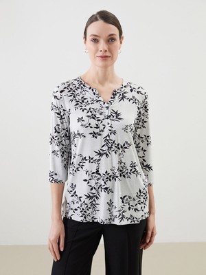 Lc Waikiki Yeni Sezon Kaçık Yaka Çiçekli Kadın Bluz