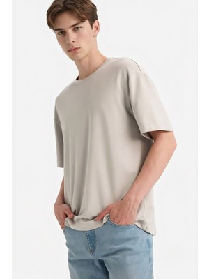 Defacto Erkek T-Shirt F9561AX/GR368 Stone