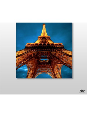 Technopa Eyfel Kulesi Gece  Kanvas Tablo - 40x40cm
