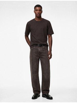 Koton Erkek T-Shirt 6SAM10241MK Kahverengi