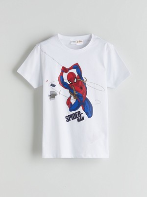 Lc Waikiki Yeni Sezon Bisiklet Yaka Spider-Man Baskılı Erkek Çocuk Pijama Üstü