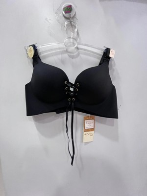 Belvü Kadın Double Dolgulu Önü Bağcıklı Lazer Kesim Siyah Sütyen