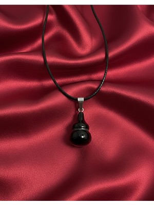 Meneva Aksesuar Onix Doğal Taş Kolye Su Kabağı Model Kolye