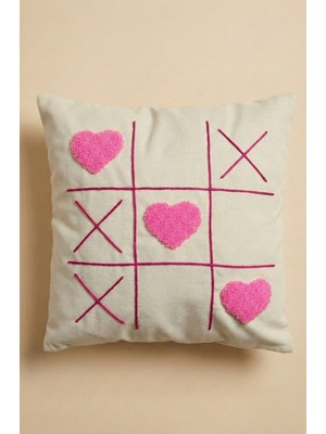 Maharat Sevgililer Günü Kalp Love Desenli Punch Kırlent Yastık Kılıfı