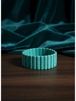 Meneva Aksesuar Sıkma Firuze Turkuaz Doğal Taş Bileklik