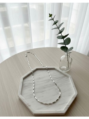 Meneva Aksesuar Gümüş Renk Geometrik Bar Zincir Kolye