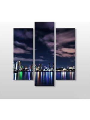 Technopa Renkli Şehir Manzarası   Kanvas Tablo - 97x100cm