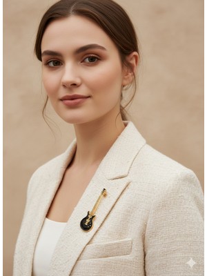 Cadde Dükkanı Gitar Figürlü Çelik Broş