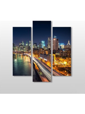 Technopa New York Manzara  Kanvas Tablo - 129x140cm