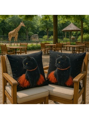 Ber-Tun Tekstil Kedi Desenli Kırlentkılıfı 2'li Takım