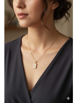 Cadde Dükkanı Çelik Külçe Kolye Standart Boy Gold Renk Model2