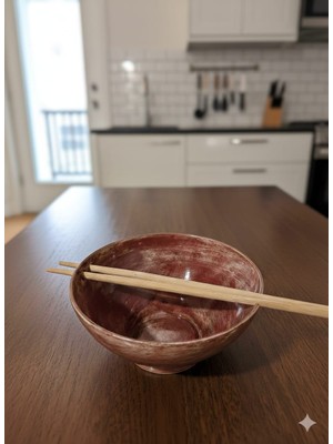 Ceresshop El Yapımı  Noodle Kasesi – Özel Tasarım Seramik (CHOPSTİK DAHİL)