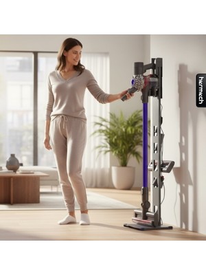 Hermech Dyson Uyumlu Ayaklı Süpürge Standı Aksesuar Seti Antrasit Renkli Metal Ünite