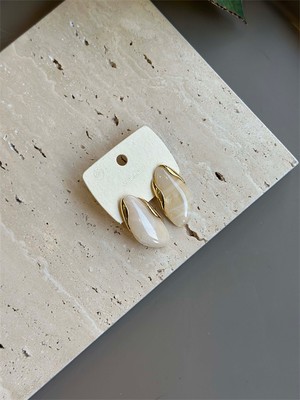 Royaleks Taşlı Küpe - Krem