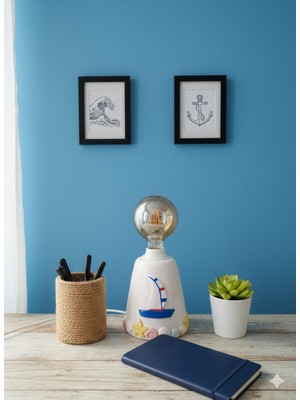 Ceresshop El Yapımı Deniz Temalı Seramik Lambader – Marin Dekoratif Abajur