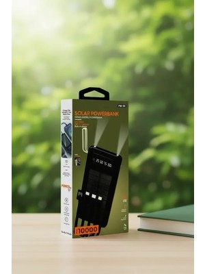Epilons 10000mah Güneş Enerjili Taşınabilir Şarj Cihazı - Çift Led Fenerli, Lcd , 2 Usb-c Powerbank
