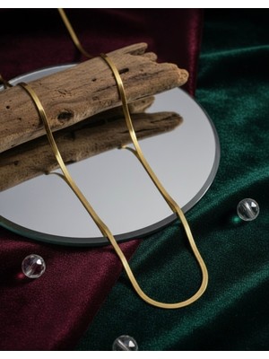 Meneva Aksesuar Italyan Yassı Ezme Zincir Çelik Kolye