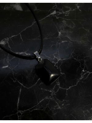 Meneva Aksesuar Onix Doğal Taş Dikdörtgen Model Kolye