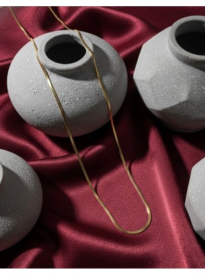 Meneva Aksesuar Ince Italyan Yassı Zincir Çelik Kolye