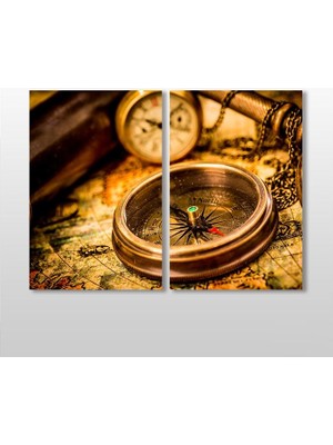 Technopa Gold Pusula Kanvas Tablo - 60x50cm