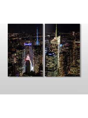Technopa Gece Şehir Manzarası Kanvas Tablo - 120x110cm