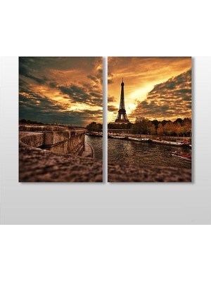 Technopa Eyfel Kulesi Ve Nehir Kanvas Tablo - 40x30cm