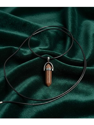 Meneva Aksesuar Kahve Yıldız Taşı Çivi Model Kolye