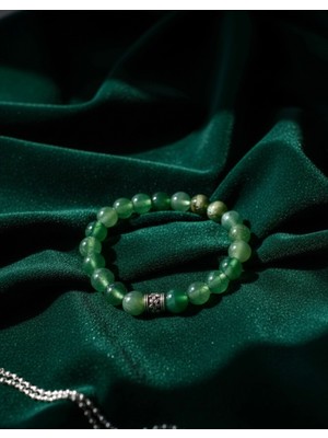 Meneva Aksesuar Yeşil Akik Doğal Taş Bileklik