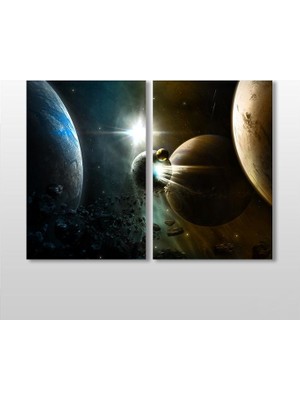 Technopa Dünya Ve Gezegenler  Kanvas Tablo - 70x60cm