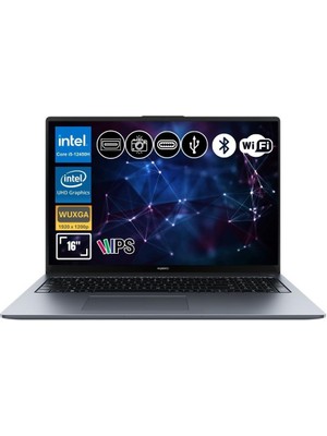 Huawei Matebook D16 2024 I5-12450H 16GB Ram 512GB SSD 16" IPS Fhd Uzay Grisi Notebook (MCLF-W5651)