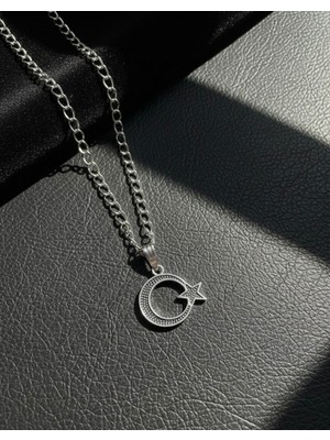 Meneva Aksesuar Ay Yıldız Temalı Unisex Kolye