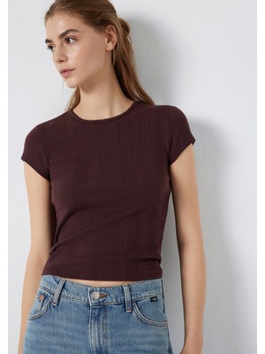 Mavi Kahverengi Basic Tişört 1613808-70223