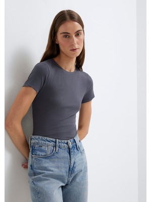 Mavi Antrasit (Tencel™) Basic Tişört 1612904-83620